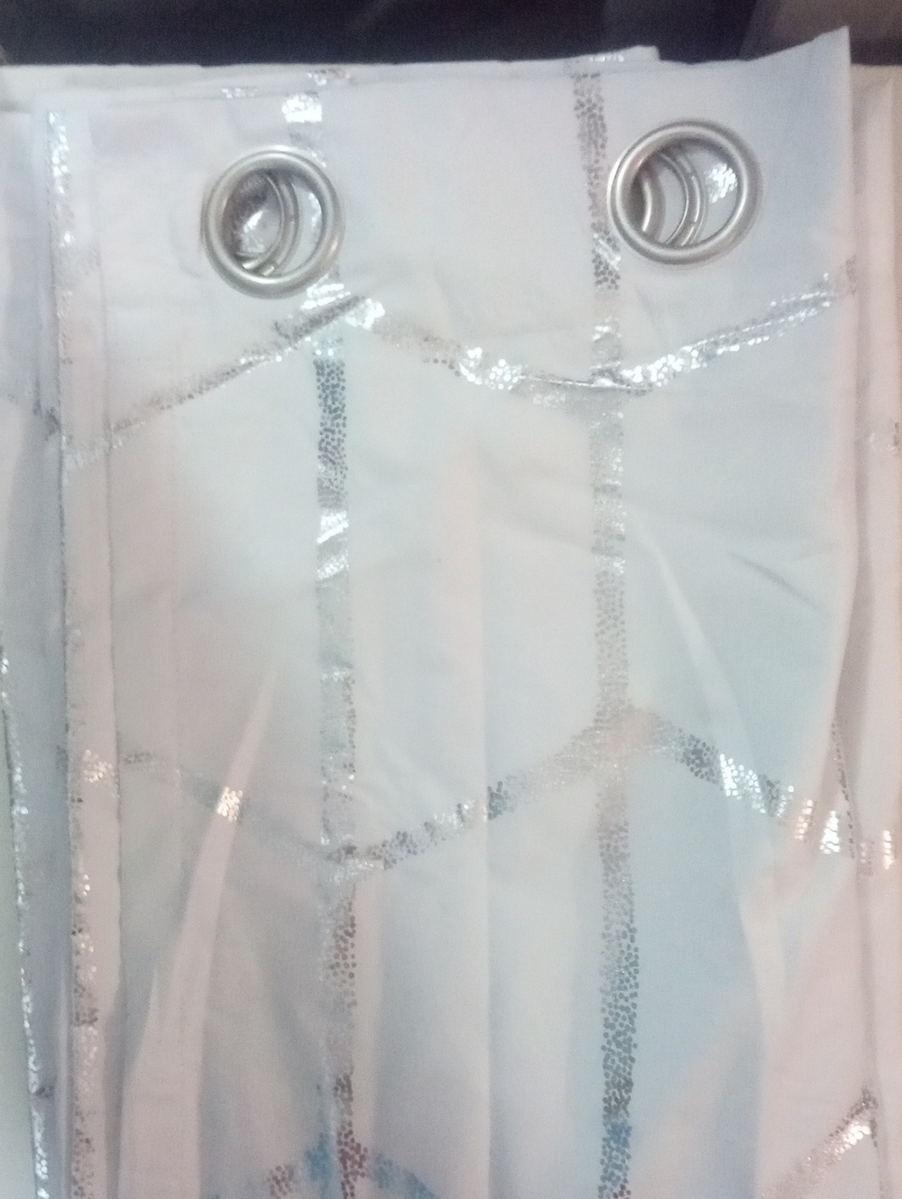 Intelligent Design Silver Accent White Curtain Panel 84" Grommet New NWOT $65
